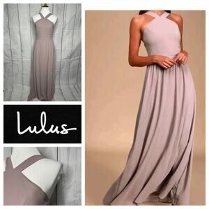Lulus Air Of Romance Halter Maxi Dress M‎